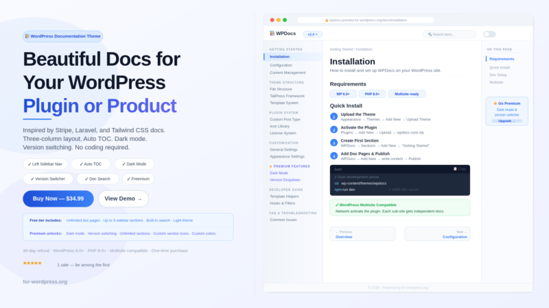 WPDocs — Turn Your WordPress Site Into a Professional Documentation Portal