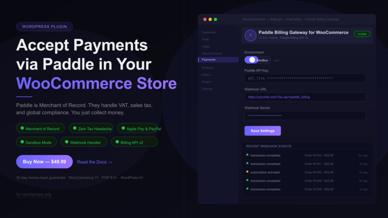 Paddle Billing Gateway for WooCommerce