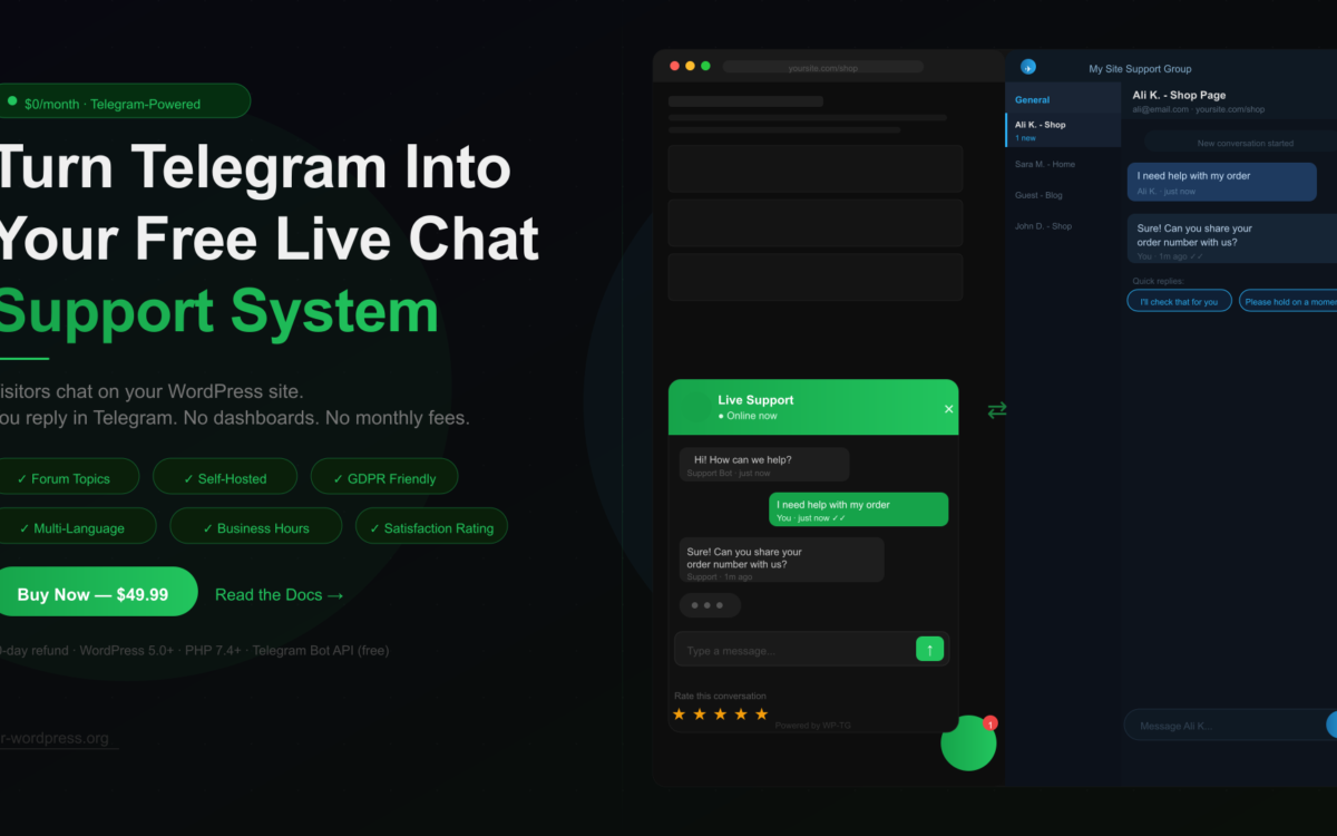 WP-TG Live Support Chat